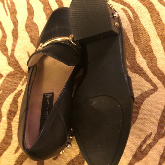 Steve Madden Layla Black Leather Block Heel - Picture 3 of 3